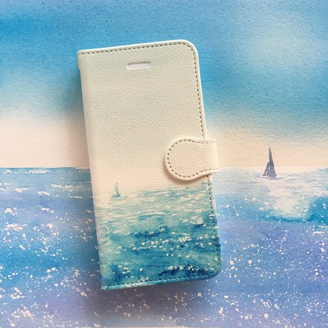 海に浮かぶヨット  スマホケース 手帳型 アンドロイド iPhone