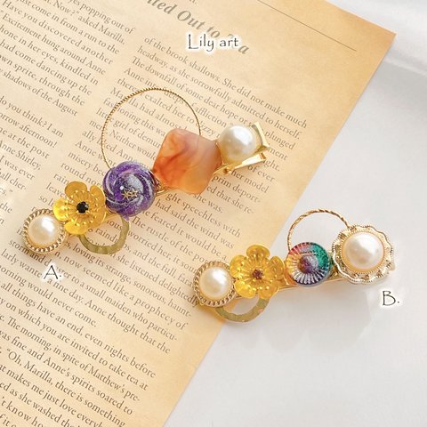 【SALE ¥1400→¥800】2種から選べる★colorful elegant お花と魔法のヘアクリップ