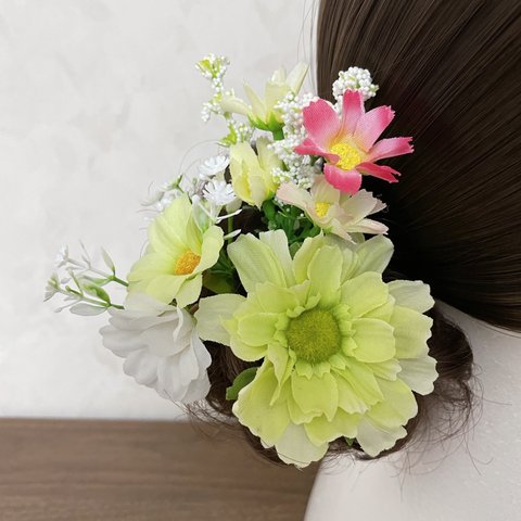 お花の髪飾り ヘアピン 造花 スカビオサ No.47