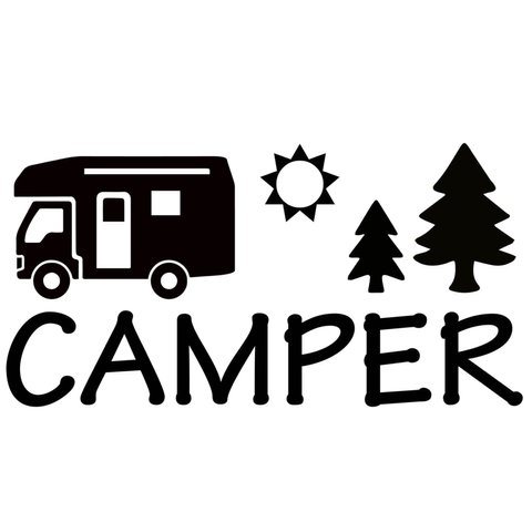 (大) カッティングシート CAMPER キャンピングカー ステッカー 車 シルエット