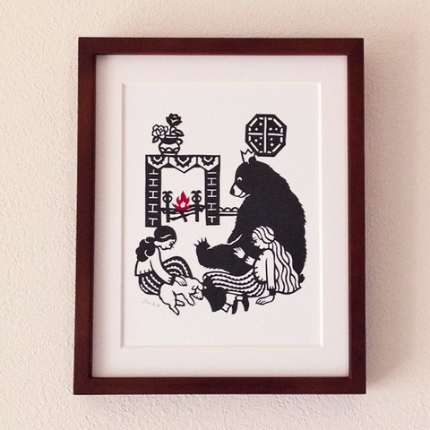 童話切り絵「しらゆきべにばら」