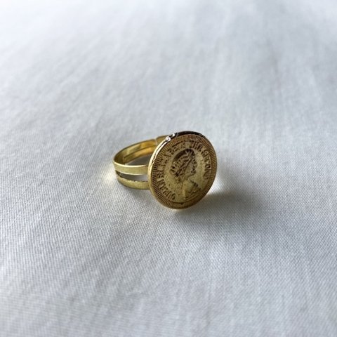 Vintage rétro Gold Coin Ring