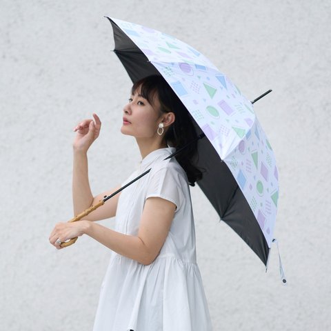 ﾓﾘﾉｶﾞｯｺｳ 限定発売  晴雨兼用 長傘 (レトロな幾何学模様) UVカット 日傘 雨傘 