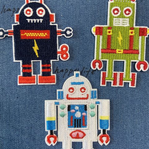 3枚入ロボット刺繍アイロンワッペン