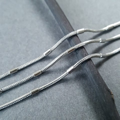 [50cm] ステンレス製 スネーク バーチェーン シルバー 本ロジウムメッキ ニッケルフリー