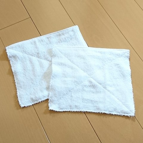 雑巾(小)  白無地 ・ ループ ネームタグなし 2枚