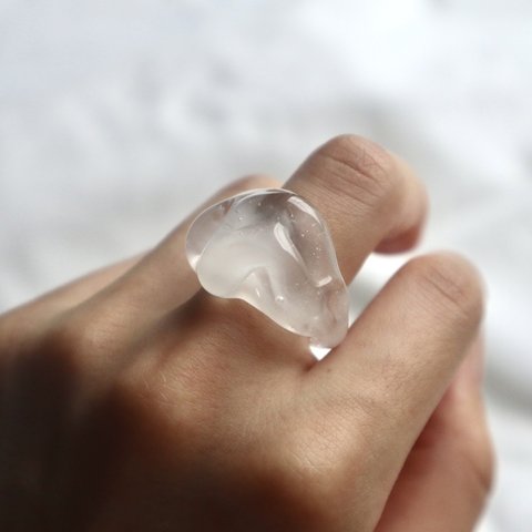 ［洞窟の鉱石］水晶 ガラス リング glass ring