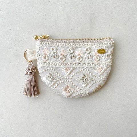 petit pouch/インド刺繍生地のプチポーチ