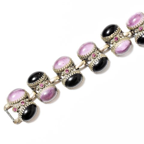 Vintage 1930’s　violet×black　glass rhinestone 　bracelet