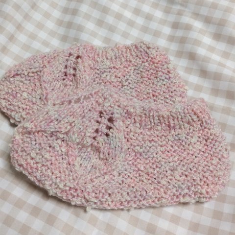 夏糸で編んだフットカバー　ピンク