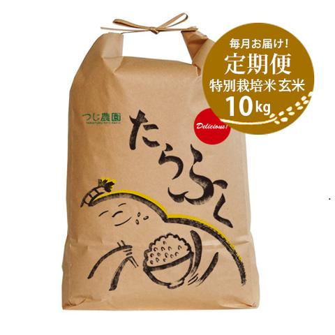 送料無料！定期便 特別栽培玄米10kg　たらふく特別栽培米【定期便・一括払】12か月分