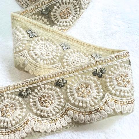 オリーブ☆インド刺繍リボン 