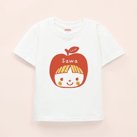 名前が入れられるＴシャツ（まっ赤なりんごちゃん）