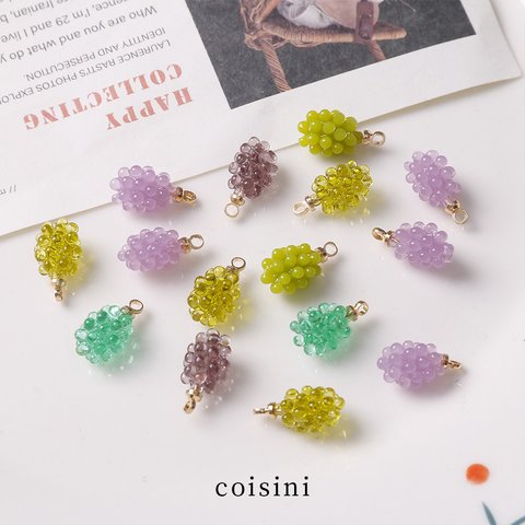 葡萄ピアス　grape　かわいい　INS風　デザイン　アクセサリー　樹脂　（#CM0129）