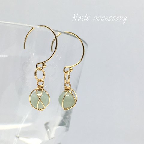 ◇再販◇ K14GF 翡翠 ワイヤーピアス