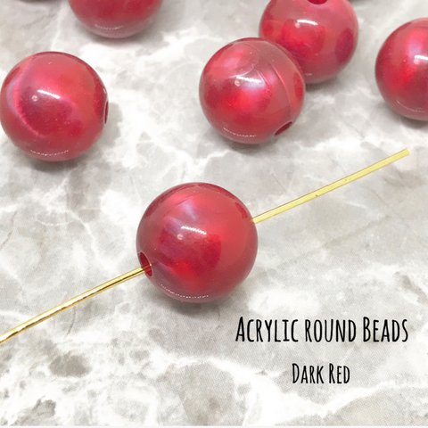 Acrylic Round Beads DarkRed 10pcs