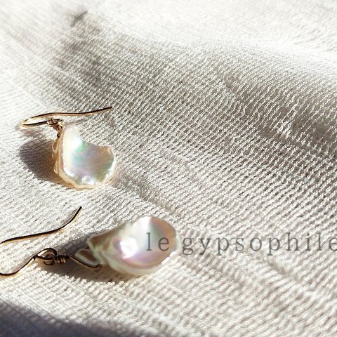 K14gf 高品質 淡水パールクレオ 花びらピアス   pierced earrings ゴールドフィルド