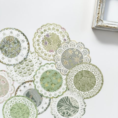 デザインペーパー　green lace flower　30枚