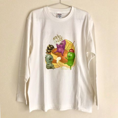 パンケーキにアイスを添えて 面白長袖シャツ(ロンＴ Tシャツ)