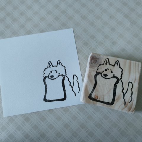 「パン好きなわんこのメモ枠はんこ│小さいサイズ」
の消しゴムはんこ│森のあそびば