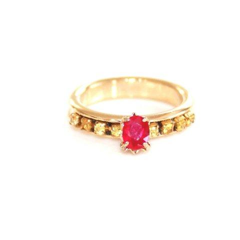 - SP - Red Beryl ＆Diamond k18 Ring