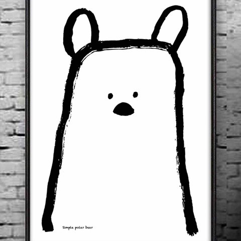 Simple Bear　クマ　イラスト　ポスター  A4　アートポスター　全作オリジナル　アートsei（新着順）で検索　1306