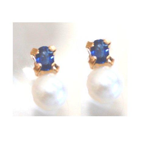 - akoya - Akoya Pearl & Blue Sapphire Earrings