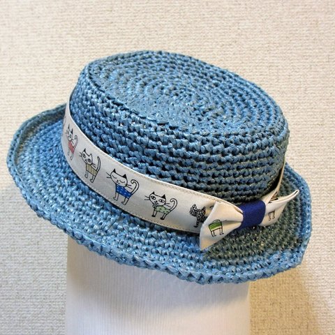送料込◆手編みのカンカン帽(ベビー・キッズ用)　HE001