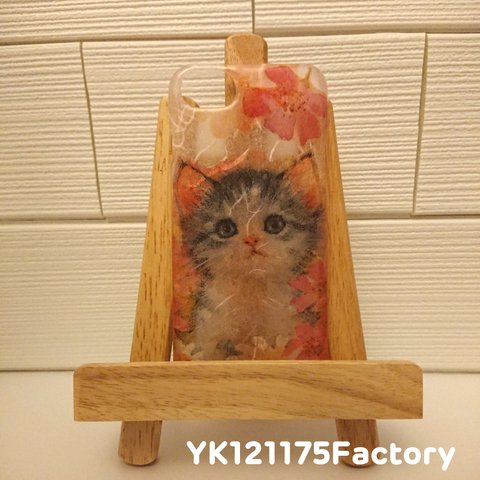 order⑩/6／春容「はんなり仔猫」のスマホケース(和紙+α)