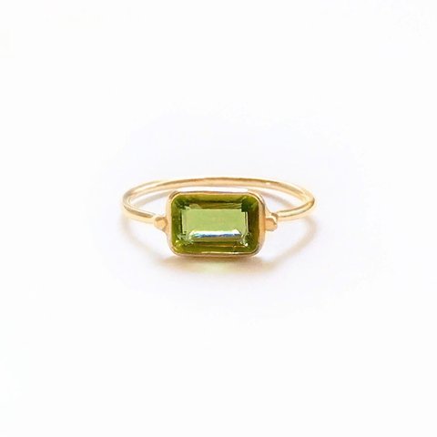 k18 Peridot Baguette リング/ 受注制作