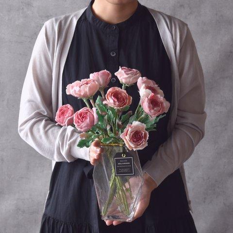◆粘土のお花◆　薔薇　くすみピンク　ヘイル・クリスタルベース 　B804