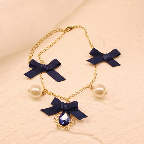 りぼんパール♡ペット用ネックレス Navy