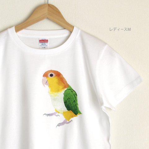 p-jet　シロハラインコ 横向き Tシャツ　 / 鳥　インコ　シロハラインコ 