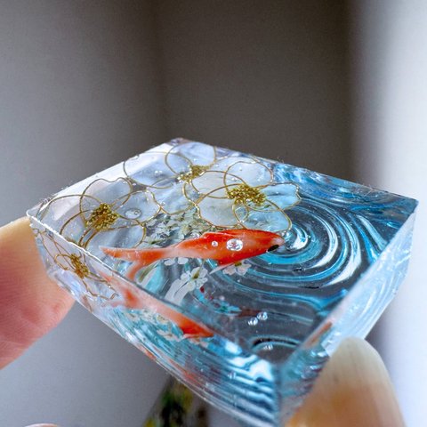 【2/3 21時～販売】波紋の金魚～桜ブルー(お写真のものをお届けします)