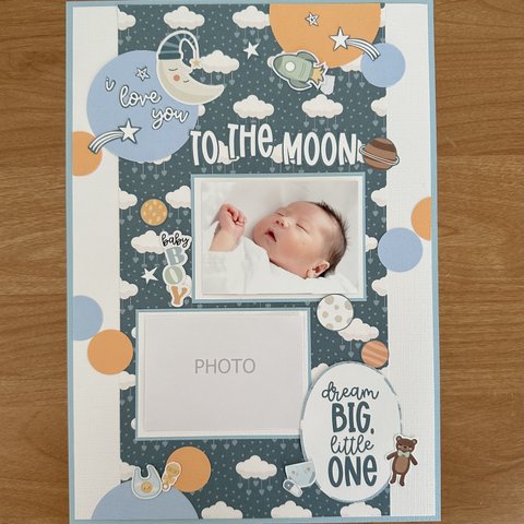 ＊SALE スクラップブッキング  A4サイズ  完成品　i love  you TO THE MOON