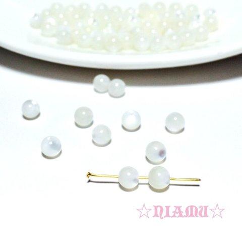 【天然石ビーズ】白蝶貝　ホワイトシェル　４mm 15粒　ハンドメイド素材