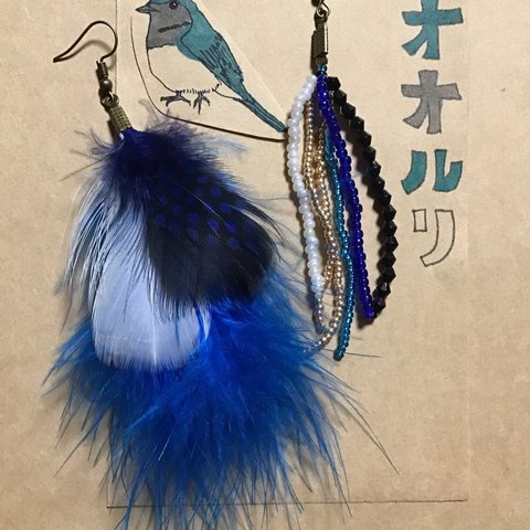 受注生産★鳥ピアス【オオルリ】