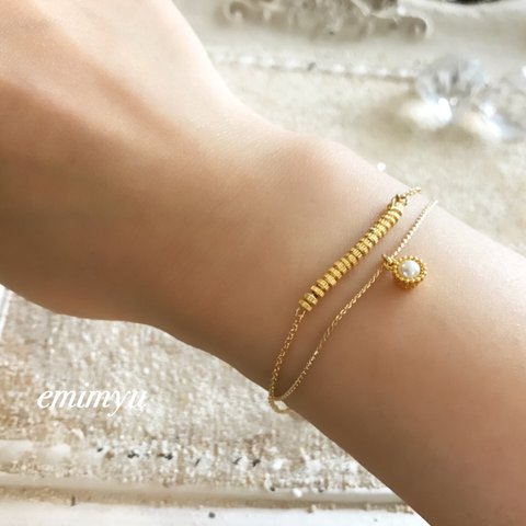 Metal Gold Pearl Bracelet