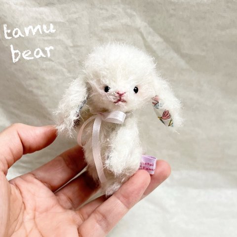 モヘア ロップのちびウサちゃん ハンドメイド テディベア Tamubear