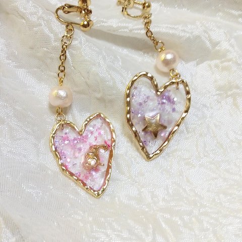 ハートのうさぎのイヤリング❤️ピアス(金属アレルギー対応)