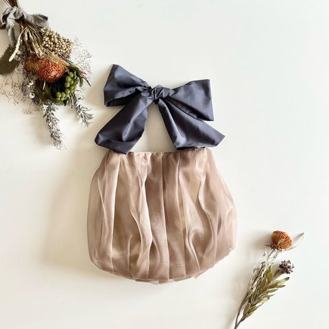 【受注生産】ショルダー・斜めがけ・手提げと〈3way〉で使える！ ribbon tote bag （カフェオレ）