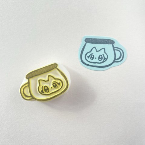 ホーローカップねこちゃん☕️🐱消しゴムはんこ