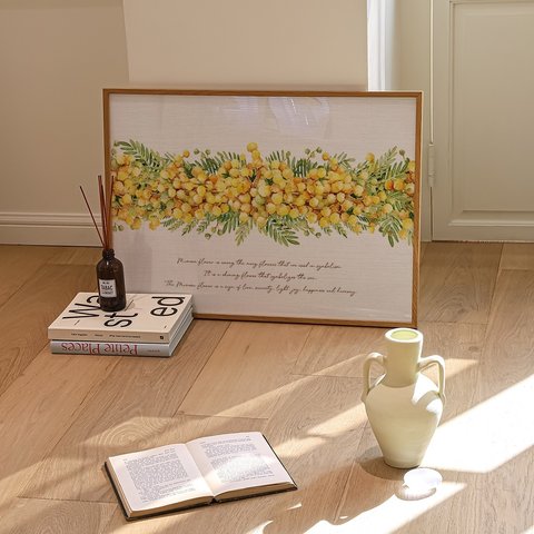 ミモザのポスター　/ i1132 / 黄色くかわいい春のミモザ　ボタニカル　アートポスター