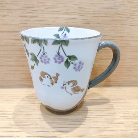 ふくら雀　マグカップ（紫）