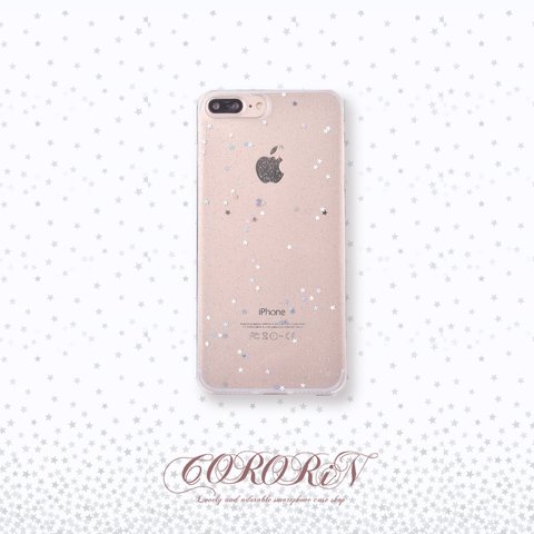 【iPhone14シリーズ対応】星ラメホログラム <クリア×シルバースター>(SPCa0139Csv)◆スマホケース/iPhoneケース