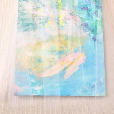 Johari’s window   白　レース　ブルー　抽象画　現代アート