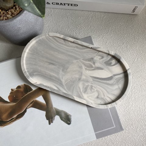 【marble oval tray】ジェスモナイト アクセサリートレイ 小物置き