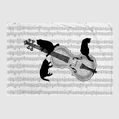 バイオリンと黒猫のブランケット