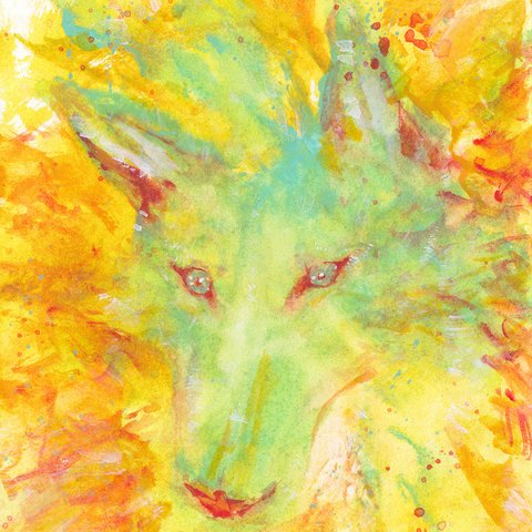 原画「Watercolor Wolf -Sun light」