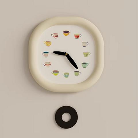 クリーム風 時計 掛け時計 シンプル 時計 超ミュート